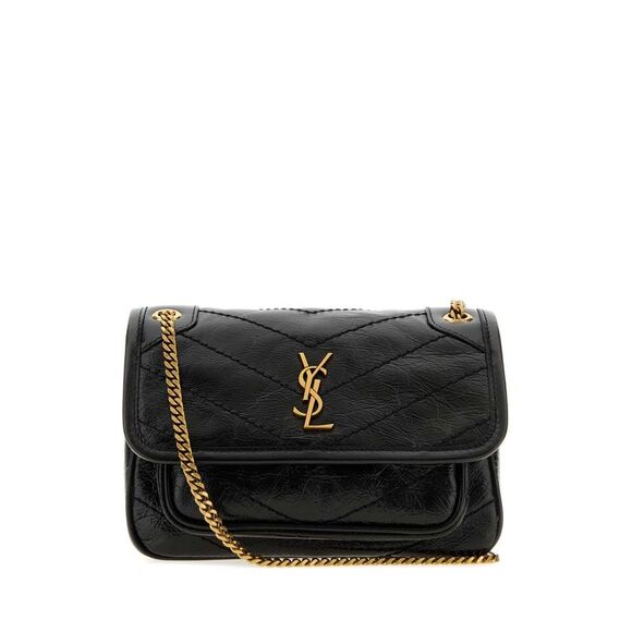 SAINT LAURENT Handbags - Saint Laurent Women Black Leather Mini Niki Shoulder Bag
